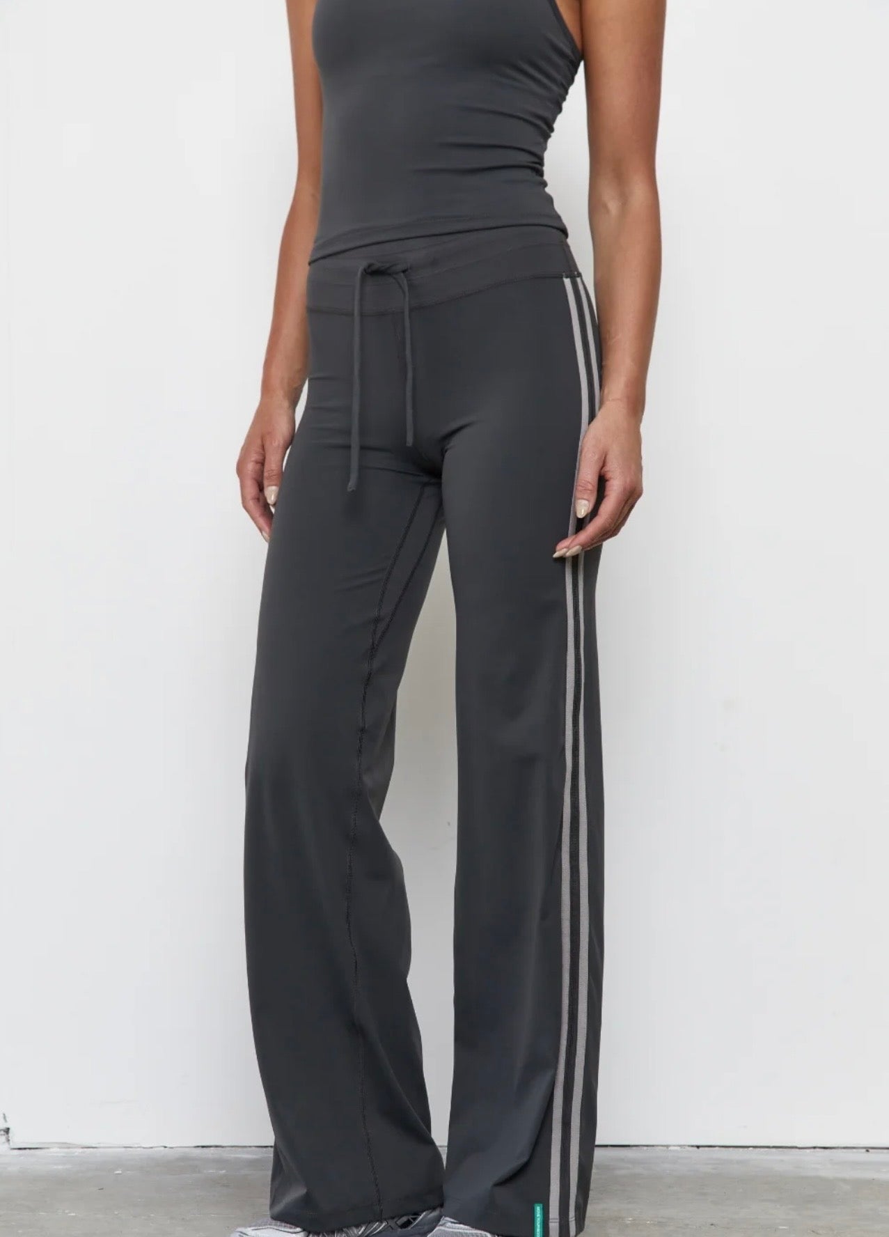 Pinky & Kamal II STRAIGHT Leg Tie Up Pant - grey stripe