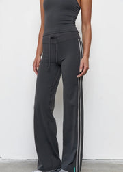 Pinky & Kamal II STRAIGHT Leg Tie Up Pant - grey stripe
