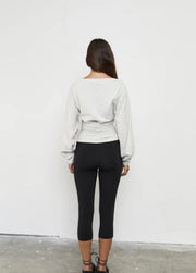 Pinky & Kamal II WAIST WRAP LONG SLEEVE TOP - Grey Marle