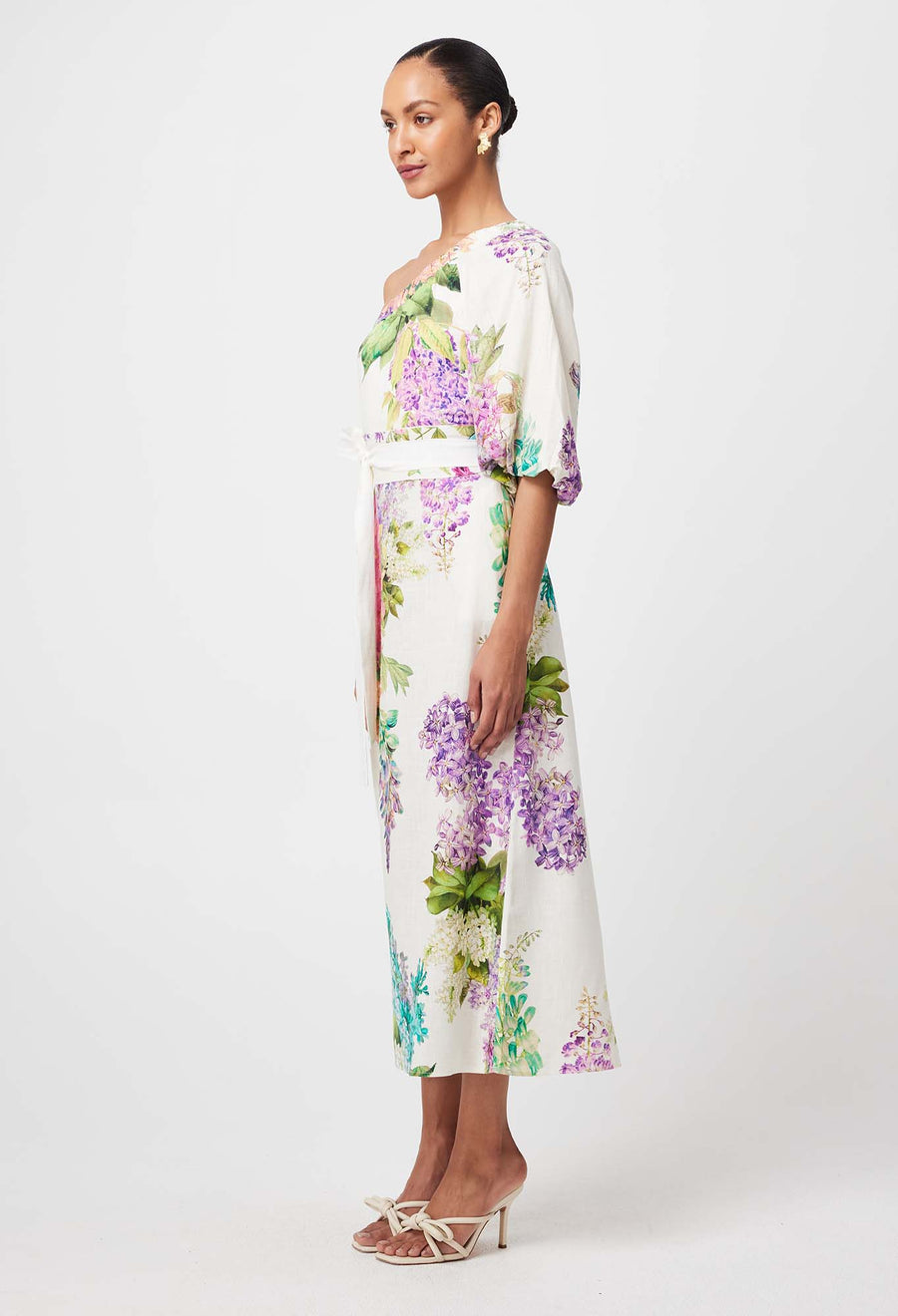 Oncewas II BOHIA Linen Mix Dress - wisteria alba print