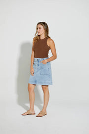 NLJ II HATFIELD Knee Skirt - LW (light indigo)