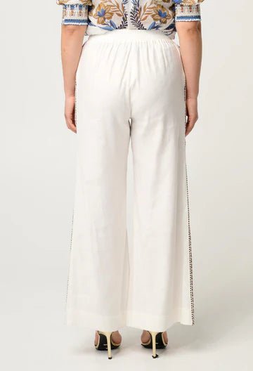 Oncewas II Petite - ZARA Trim Detail Pant - ivory