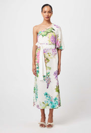 Oncewas II BOHIA Linen Mix Dress - wisteria alba print