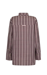 ARAMINTA JAMES II ALPINE Cotton Stripe Shirt - Red wine