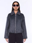 Maeve Wool Blend Bomber - Grey
