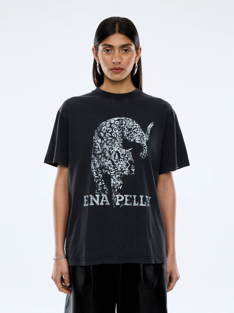 Ena Pelly II CRAWLING LEOPARD Tee - vintage black