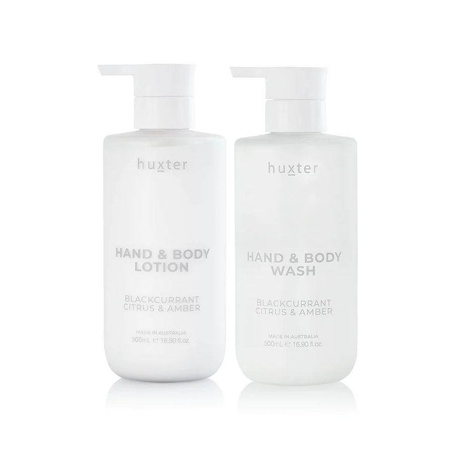 Huxter II Limited Edition Wash and Lotion Gift Set - Includes 500ml Wash & Lotion + White Silicone Tray (Blackcurrant, Citrus & Amber)