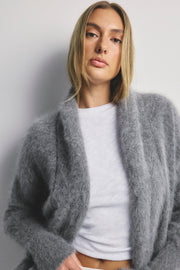 World Od Nomads II ZOE Cropped Open Cashmere Cardigan - Charcoal