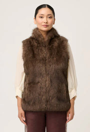 Oncewas II HAZEL Petite FAUX FUR Vest - walnut