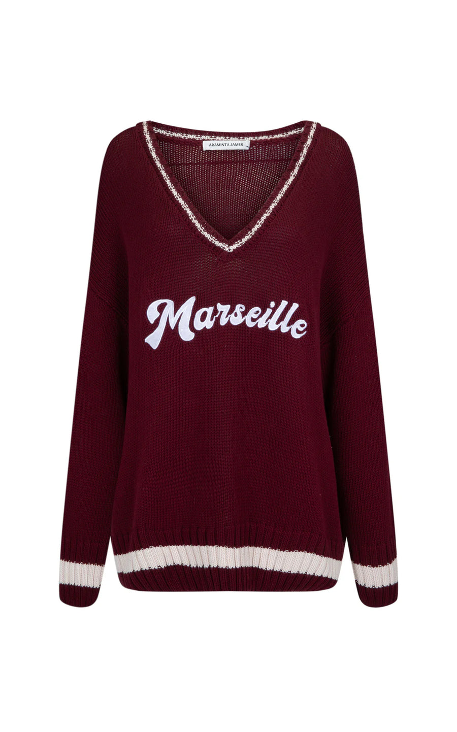 ARAMINTA JAMES II MARSEILLE Knit V-Neck Sweater - Red Wine