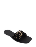 Rave Slide Stud - Black Suede