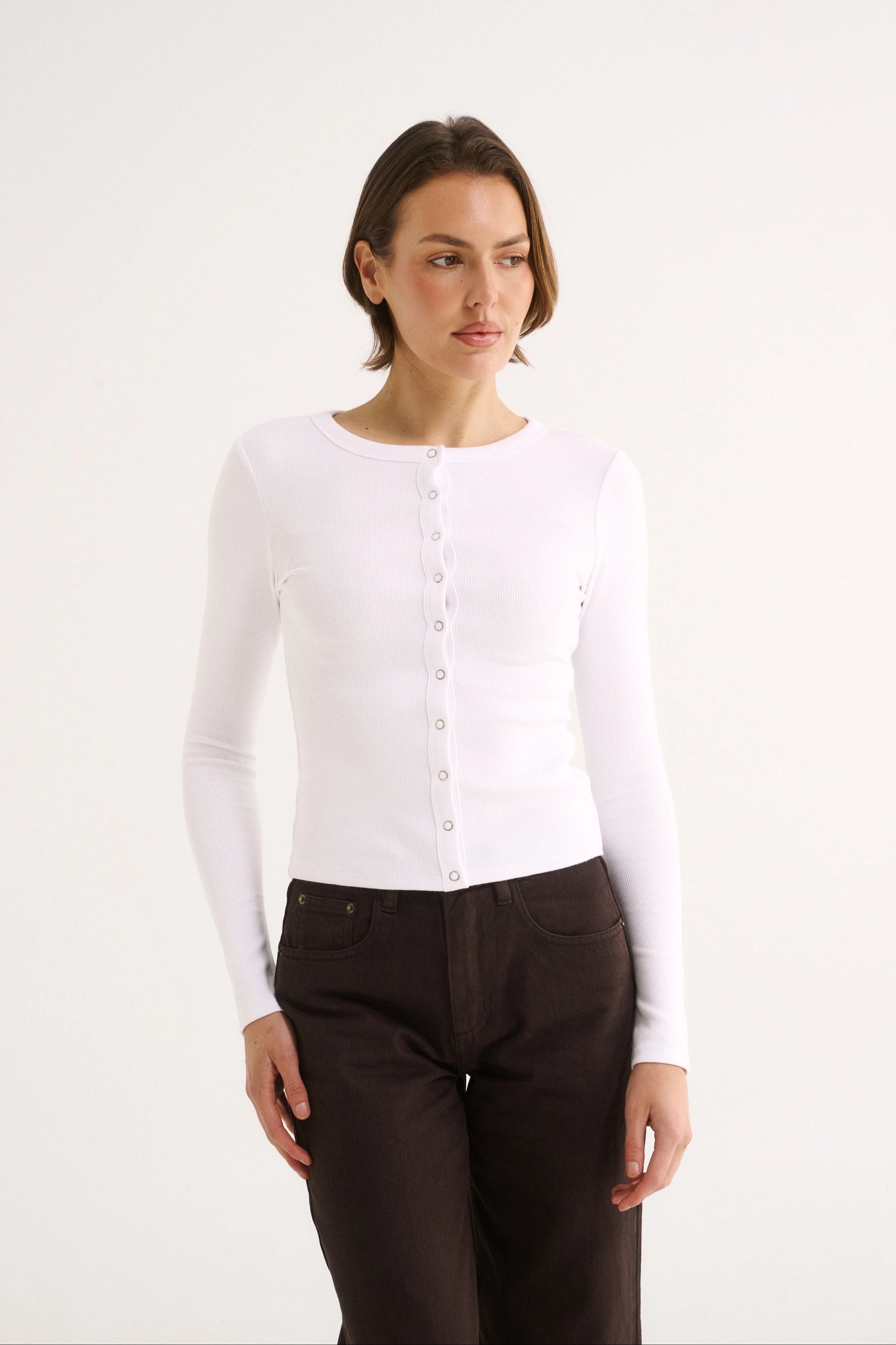 PRIMI II CATERINA SNAP BUTTON TOP - White