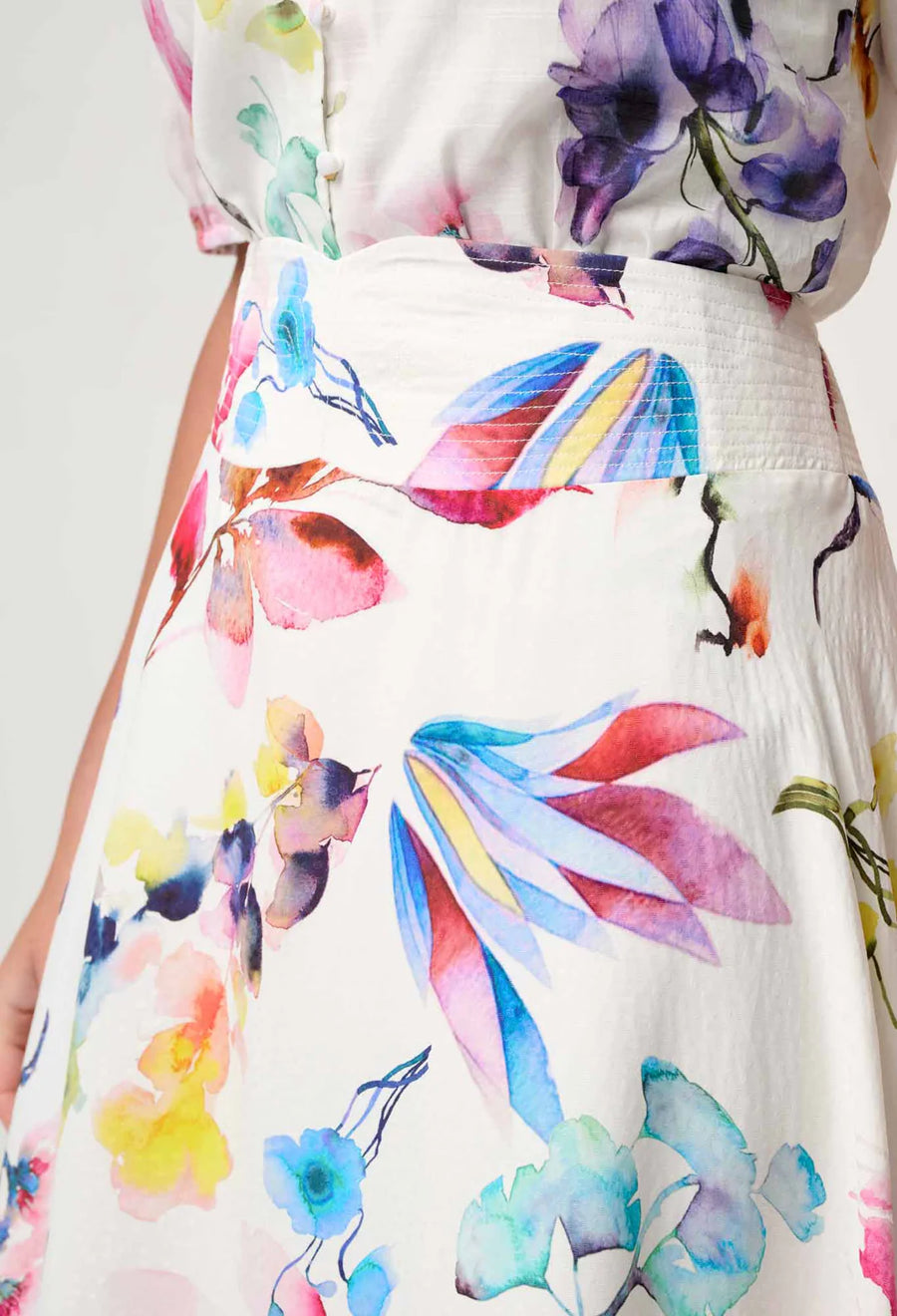 OnceWas IIPANDOREA Dobby Stitch Detail Skirt - plume blossom