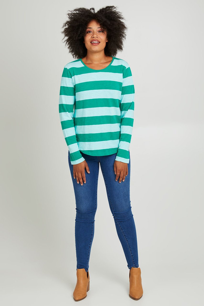 Elm Lifestyle II SPRITZ Stripe L/S Tee - Goodness Green