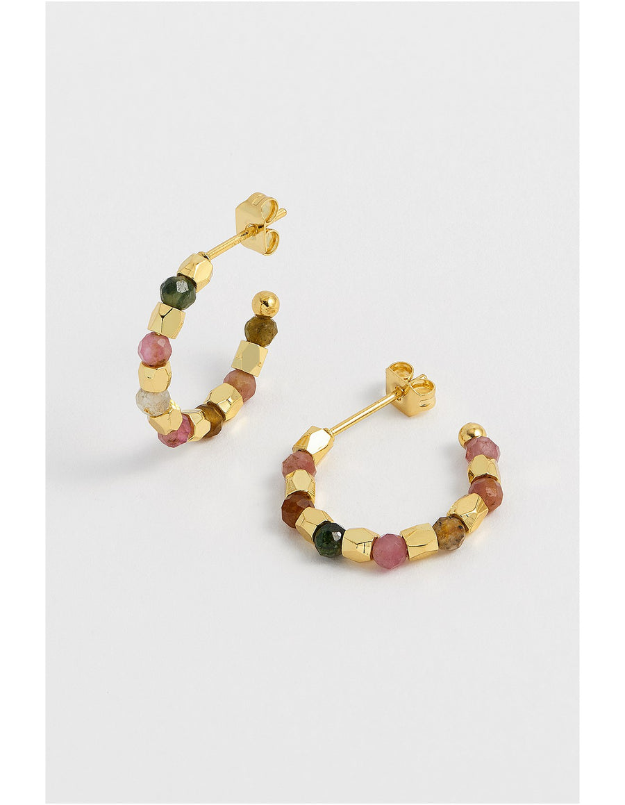 Estella Bartlett II Coco & Tourmaline Hoop Earrings - Yellow gold