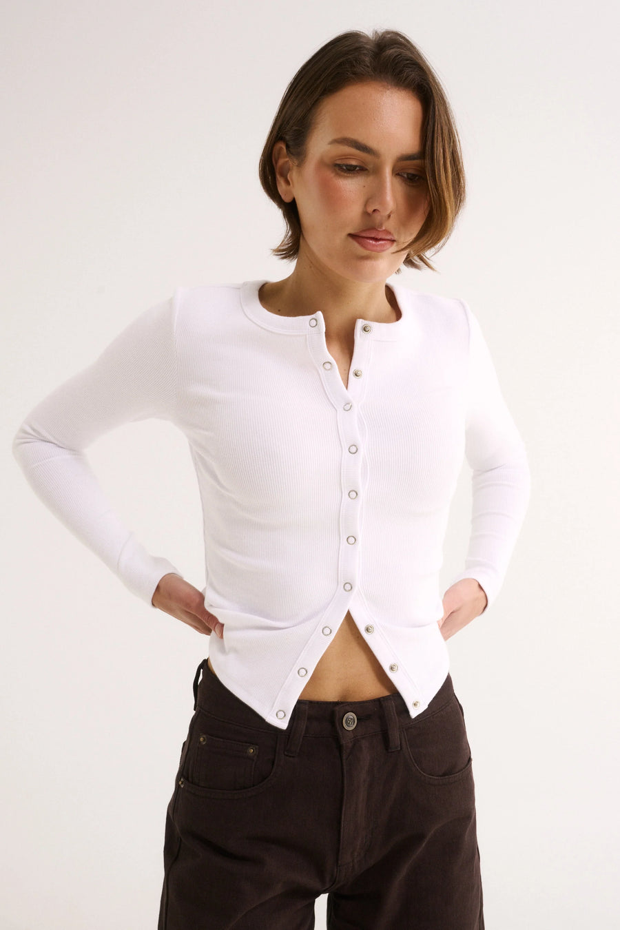 PRIMI II CATERINA SNAP BUTTON TOP - White