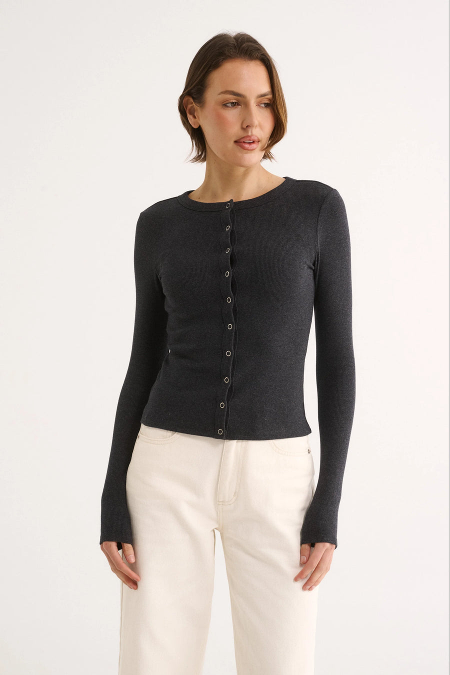 Primi II CATERINA SNAP Button Top - charcoal marle