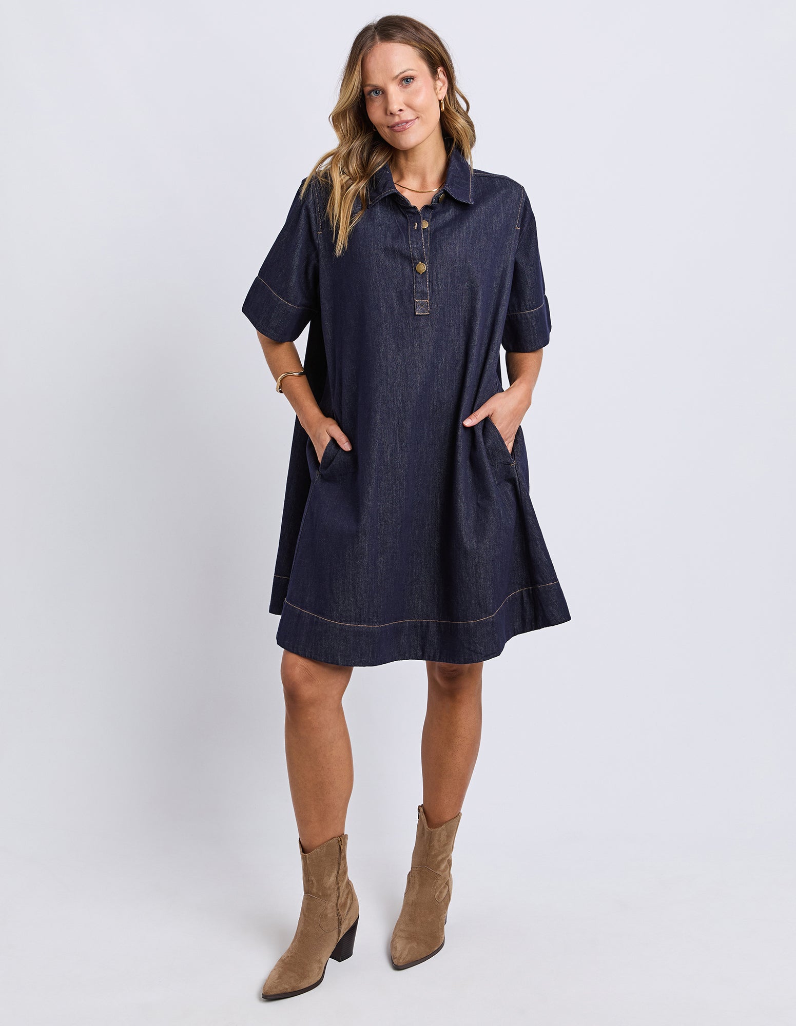 Foxwood II JULIAN Denim Dress - denim blue