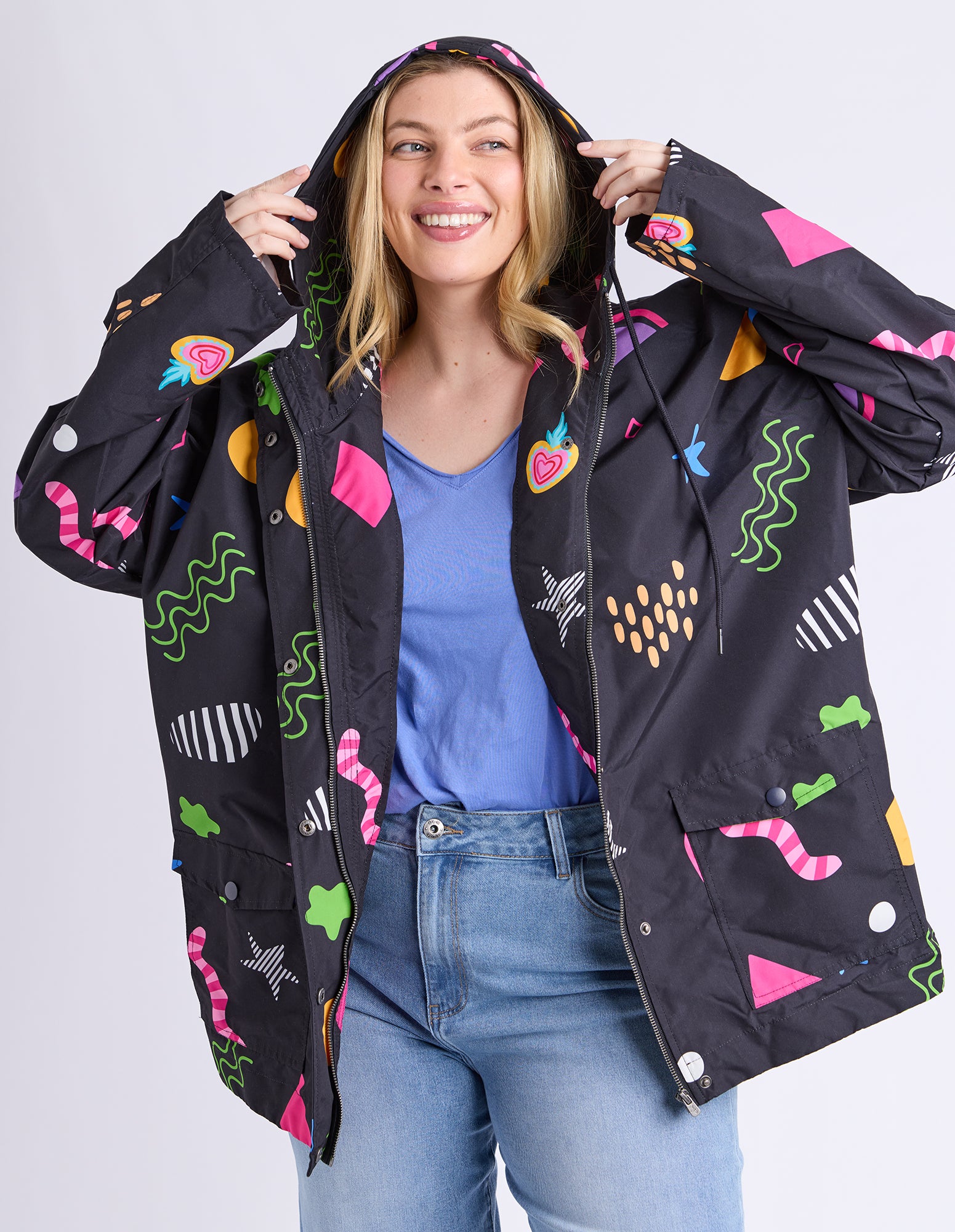 Elm II LICORICE GALAXY RAIN COAT - blue