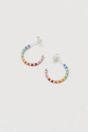Estella Bartlett II Rainbow Beaded Hoop Earrings - Yellow gold