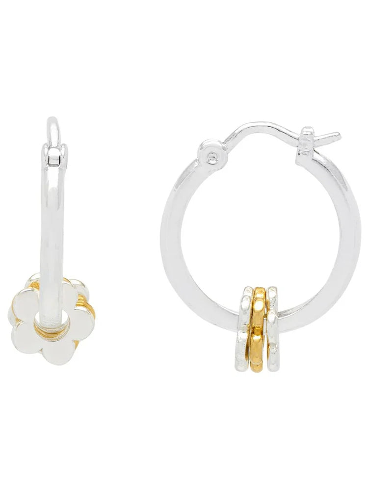 Estella Bartlett II Multi Flower Hoop Earrings - Silver Plated