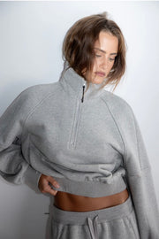 Pinky & Kamal II 1/4 ZIP FLEECE SWEATER - Grey Marle