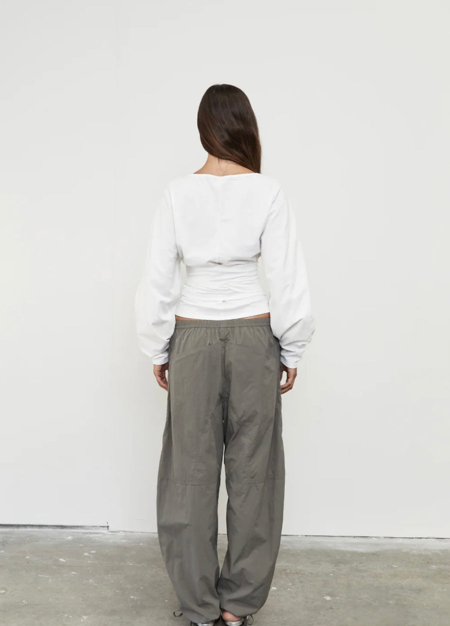 Pinky & Kamal II WAIST WRAP LONG SLEEVE TOP - White