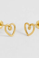 Heart Doodle Wire Stud Earrings - Gold
