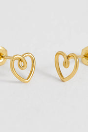 Estella Bartlett II Heart DOODLE Wire Stud Earrings - Gold