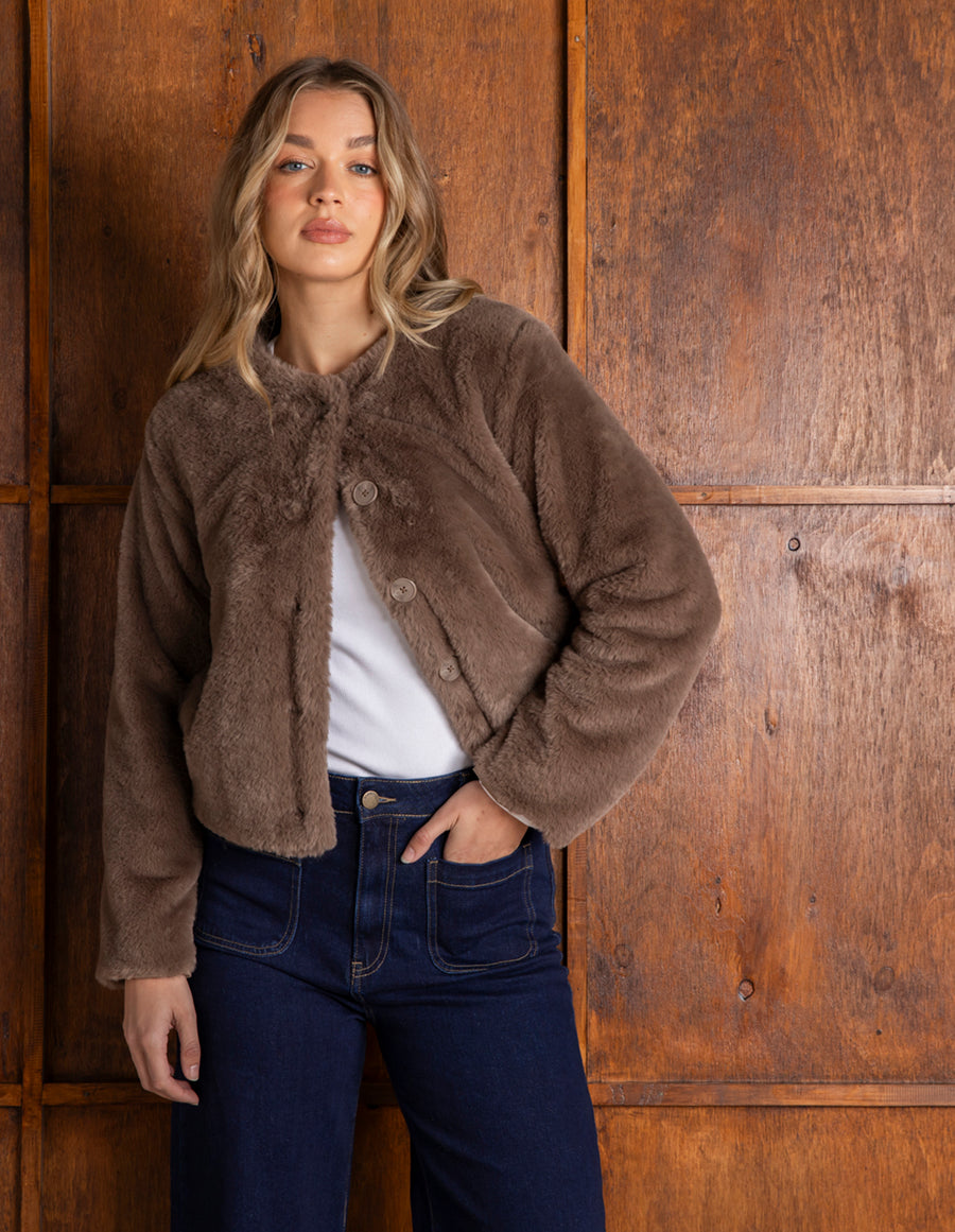 Foxwood II SOFIA FUR Jacket - mocha