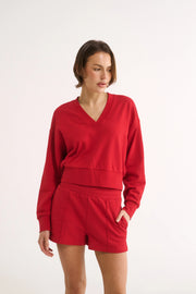 PRIMI II CHARLOTTE V NECK JUMPER - Red