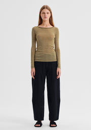 Morrison II MORRI Merino Stripe Round Neck - avocado/birch