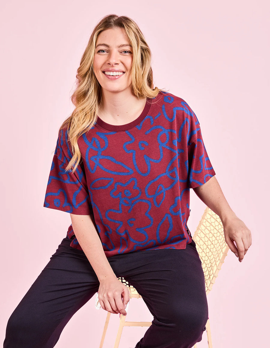 Elm Lifestyle II FREEDOM FLORAL Tee - plum/floral