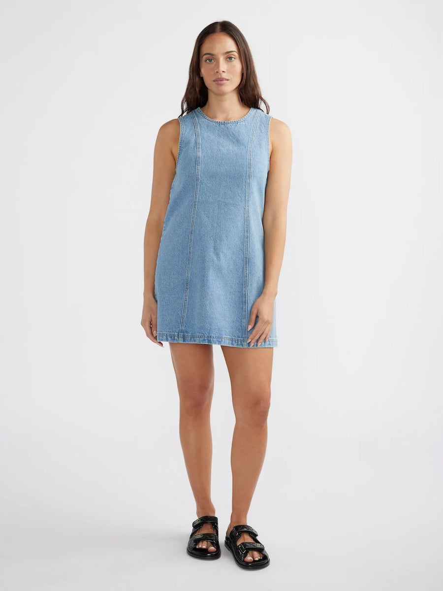 ENA Pelly II REESE Denim Mini Dress - Mid Blue Wash