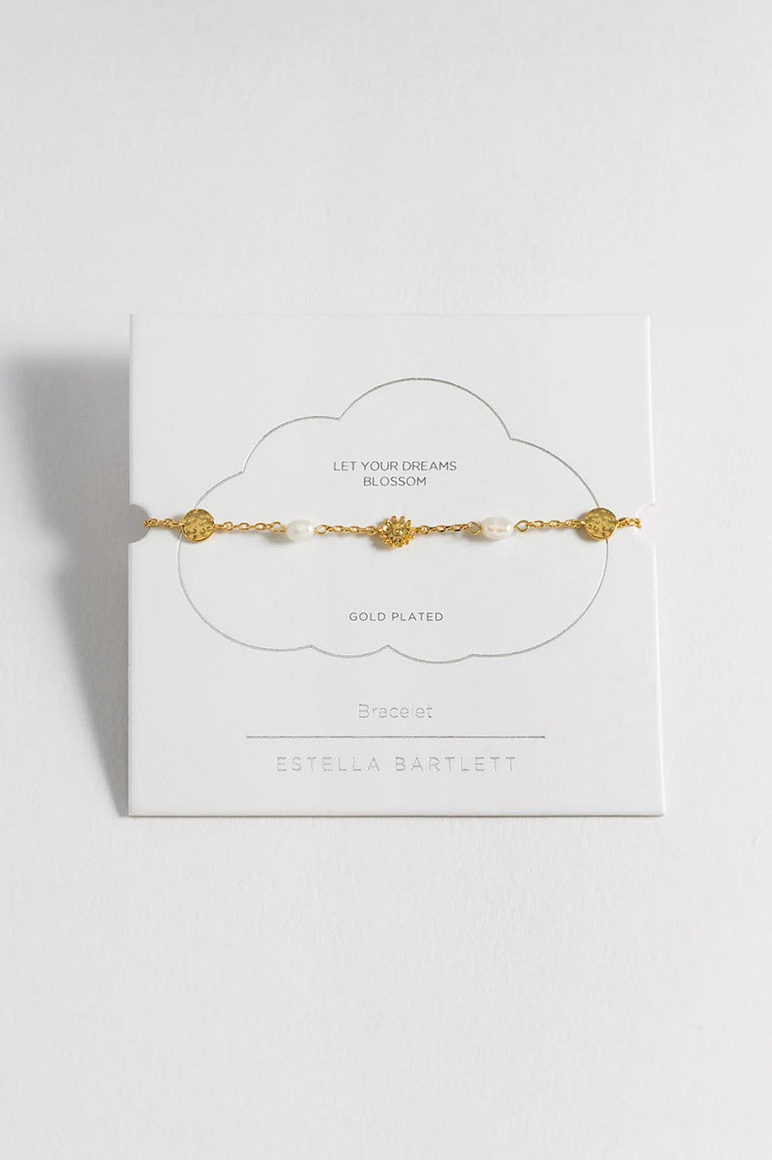 Estella Bartlett II Flower Pearl Hammered Disc Bracelet