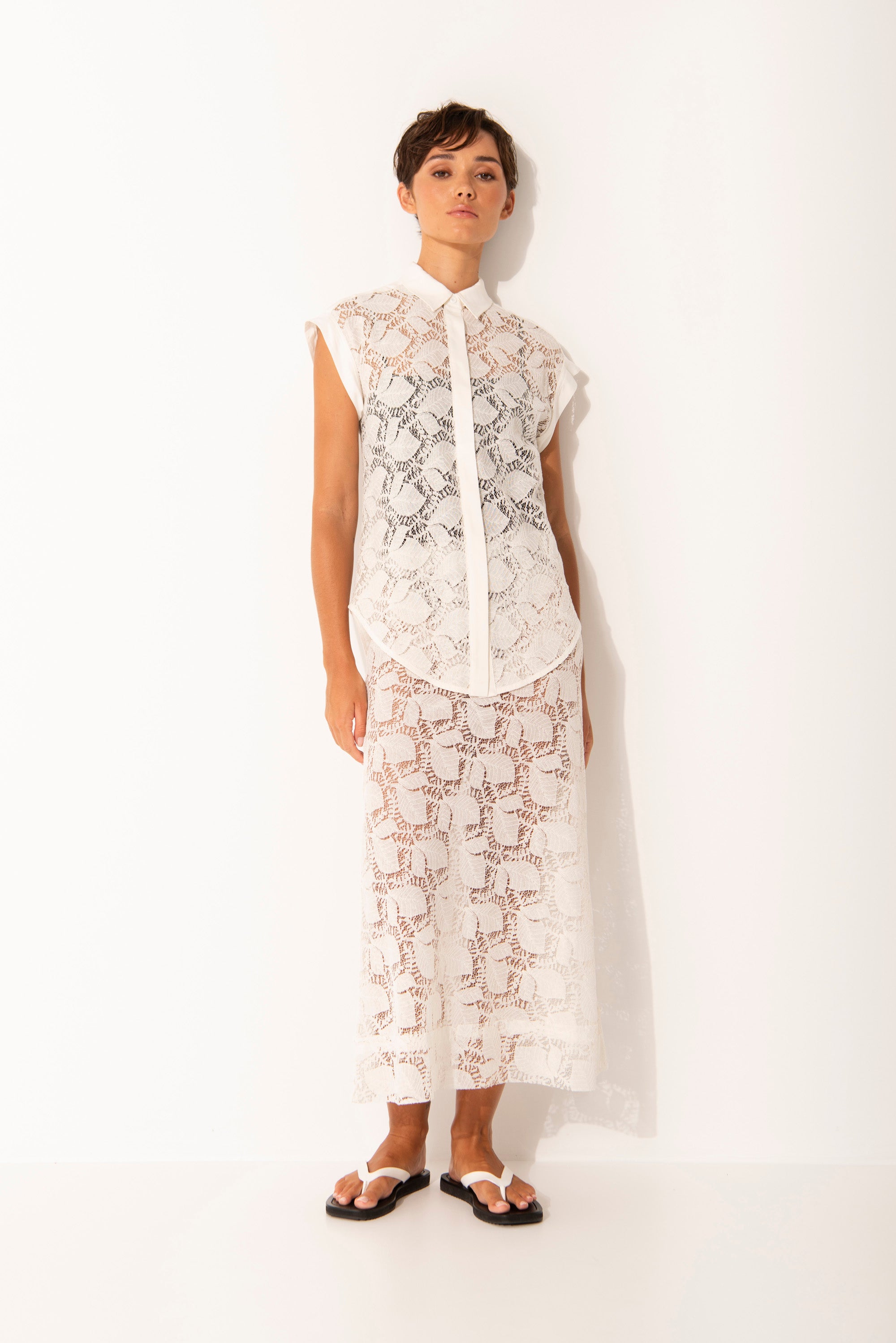 Lounge the Label II LEVANZO Lace Shirt - White