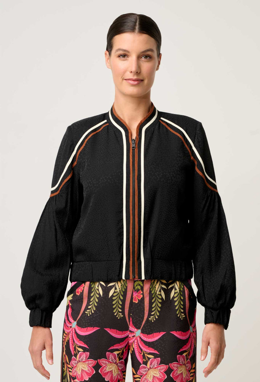 OnceWas II ARABELLA Reversible Viscose Detail Jacket - Anthos Lotos / Black