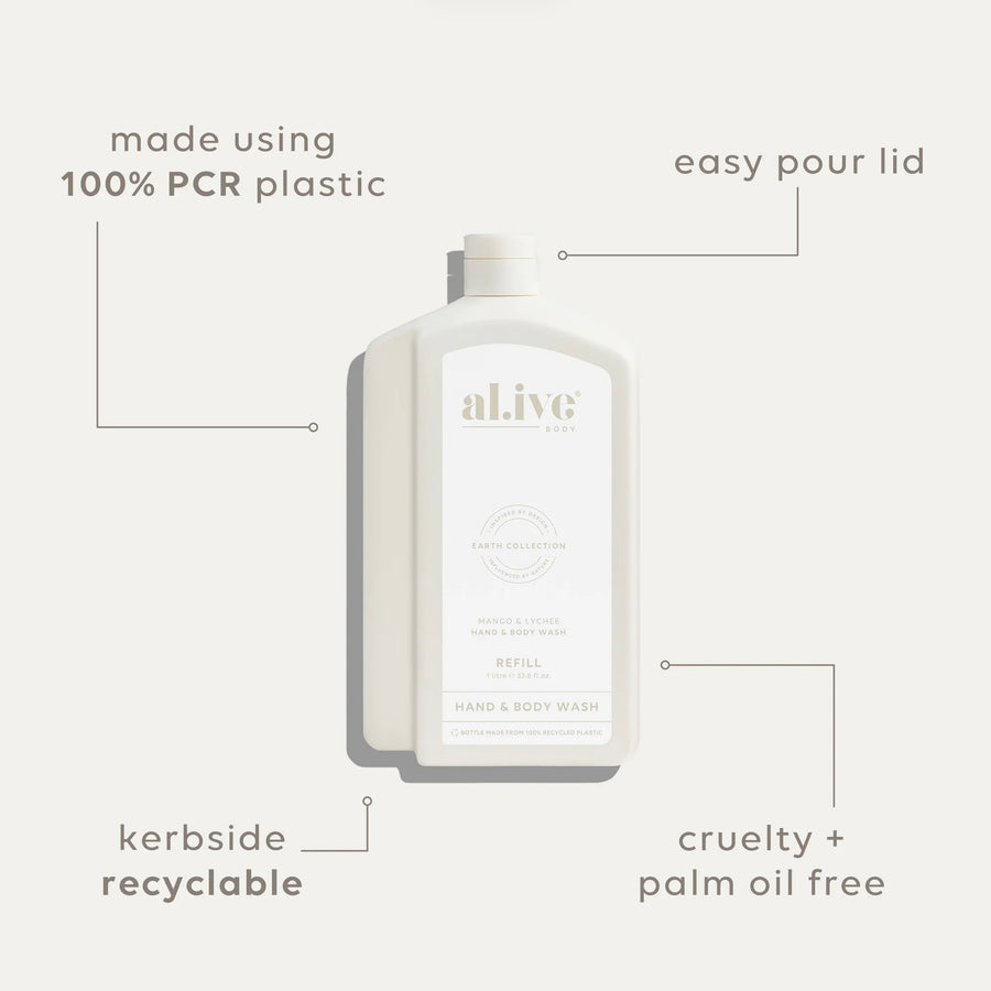 Al.ive II 1Lt REFILL Wash Mango & Lychee Hand & Body Wash