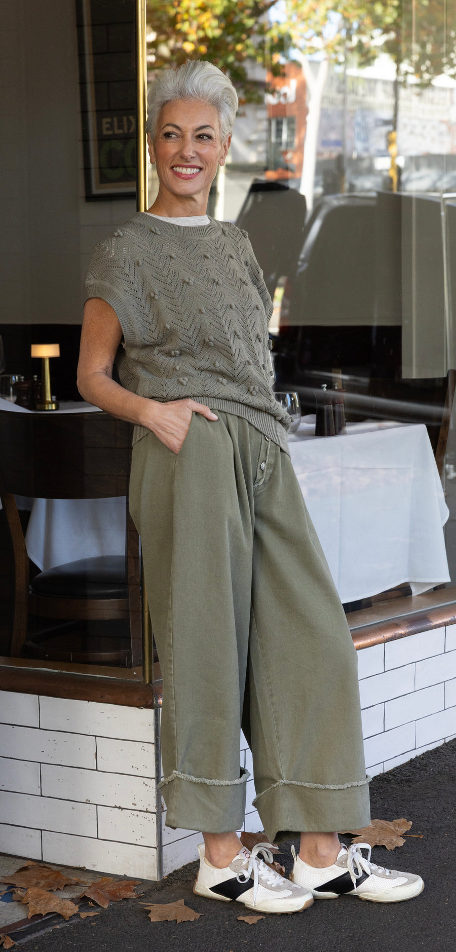 Maud Dainty II THISTLE KNIT TOP - Oregano