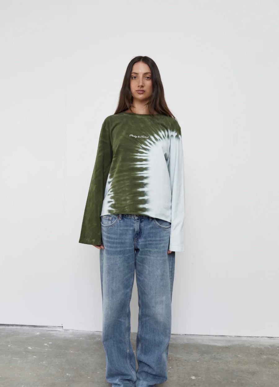 Pinky & Kamal II TIE DYE LONG SLEEVE TOP - Blue/Green