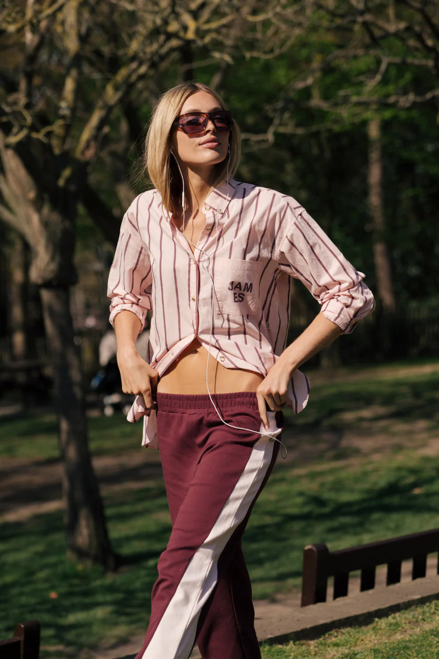 ARAMINTA JAMES II ALPINE Cotton Stripe Shirt - Light Blush