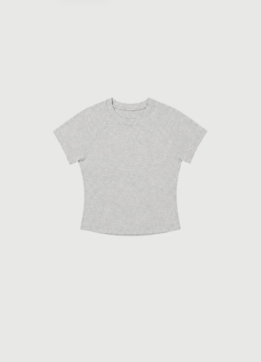 Pinky & Kamal II CROPPED Baby Tee - grey marle