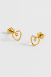Estella Bartlett II Heart DOODLE Wire Stud Earrings - Gold