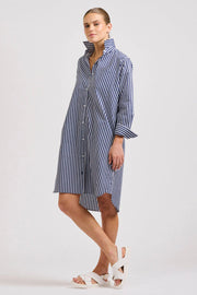 Shirty II CLASSIC Cotton Shirtdress - French Navy Stripe