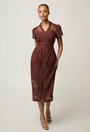 Solene Cotton Blend Placement Dress - Rosewood