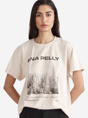 ENA Pelly LETTER FROM NY - Oversized Tee - parchment