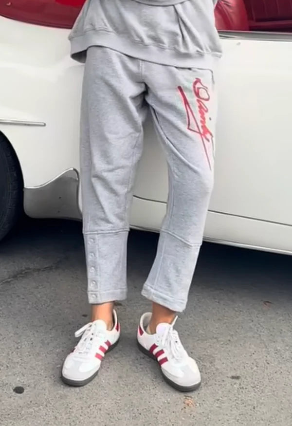 M.A Dainty II BRANDED FIELDER Trackpants - Gray Marle / Red