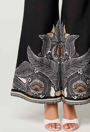 Oncewas II PETITE - Willow Faille Panel Pant - onyx Casablanca print