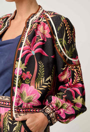 OnceWas II ARABELLA Reversible Viscose Detail Jacket - Anthos Lotos / Black