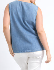 Elm Lifestyle II CURTIS Chambray Tank - Blue Wash